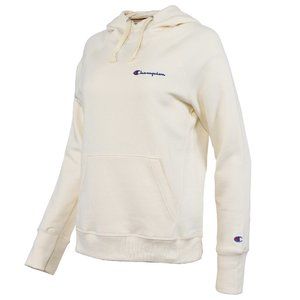 new BEIGE Champion PowerBlend Left Chest Graphic Hoodie in Women's Size XL